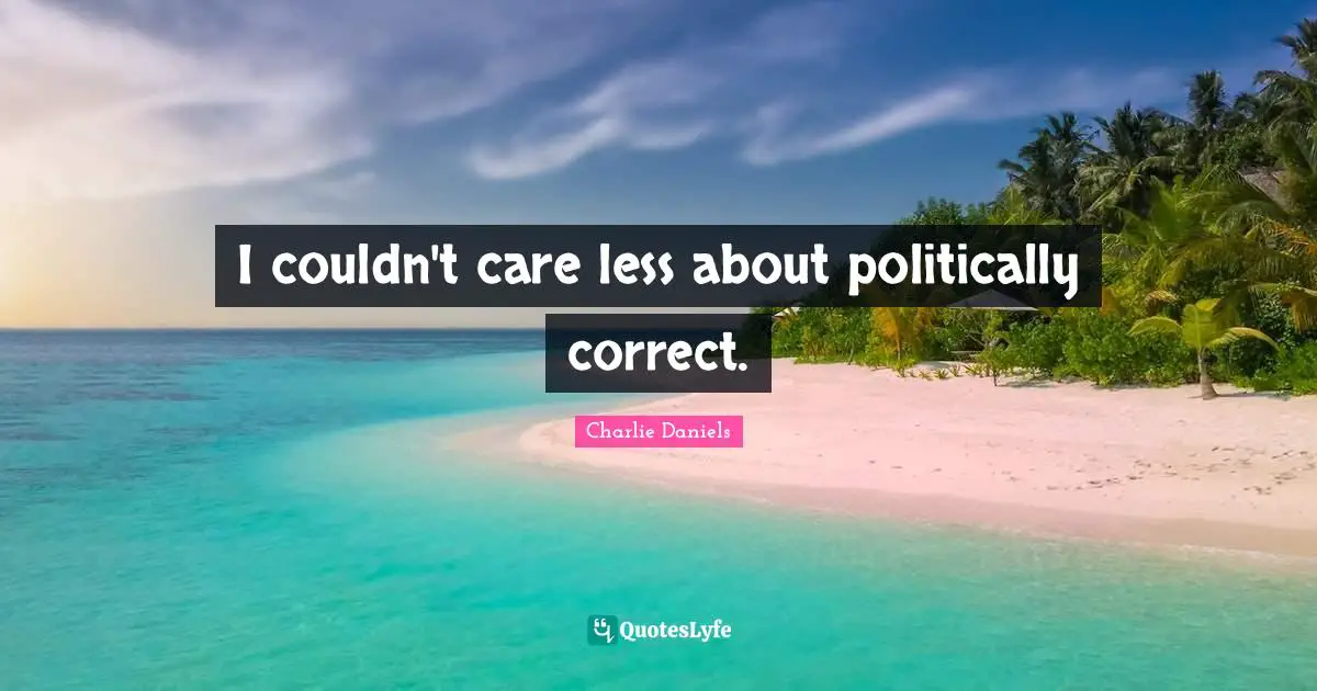 I couldn't care less about politically correct.