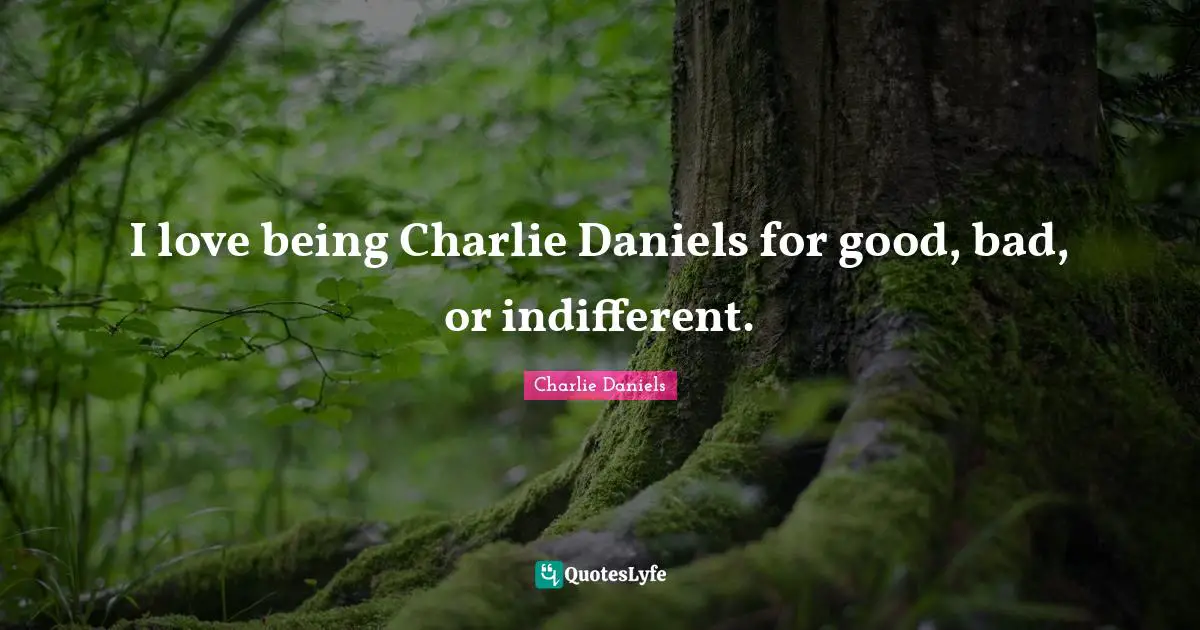 I love being Charlie Daniels for good, bad, or indifferent.