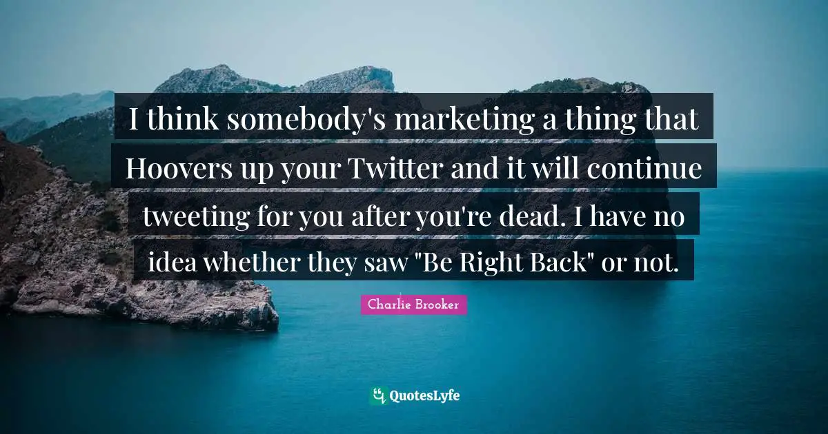 I think somebody's marketing a thing that Hoovers up your Twitter and it will continue tweeting for you after you're dead. I have no idea whether they saw "Be Right Back" or not.