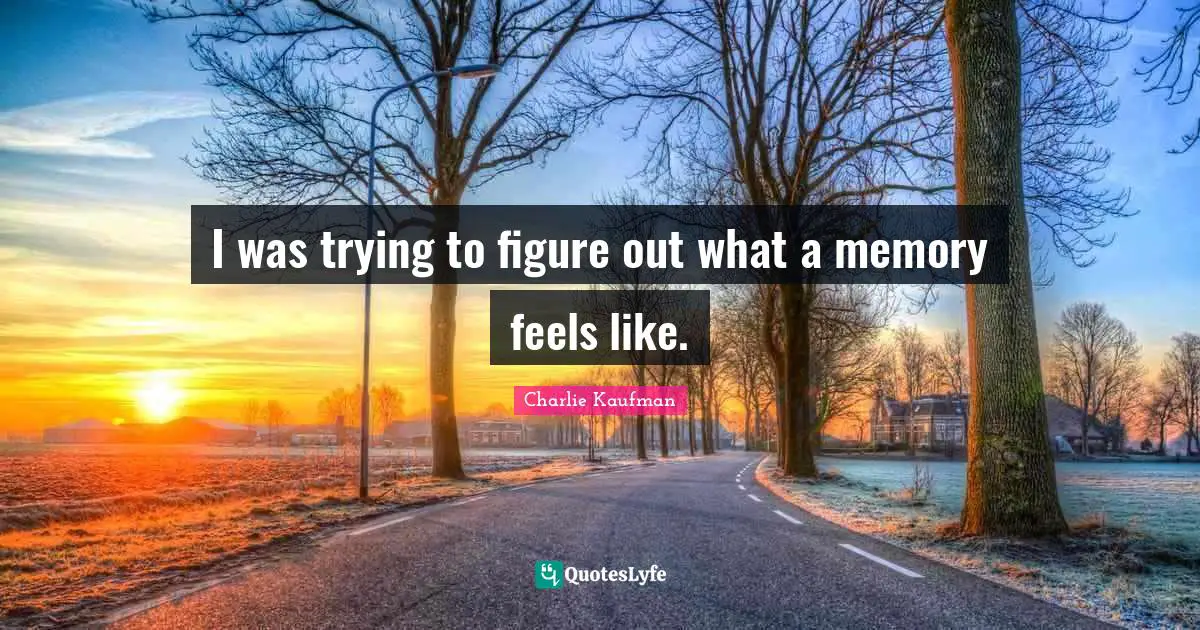 I was trying to figure out what a memory feels like.