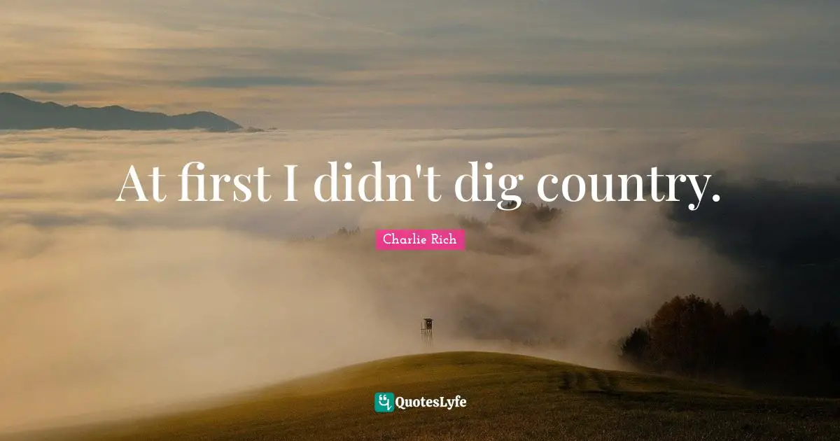 At first I didn't dig country.
