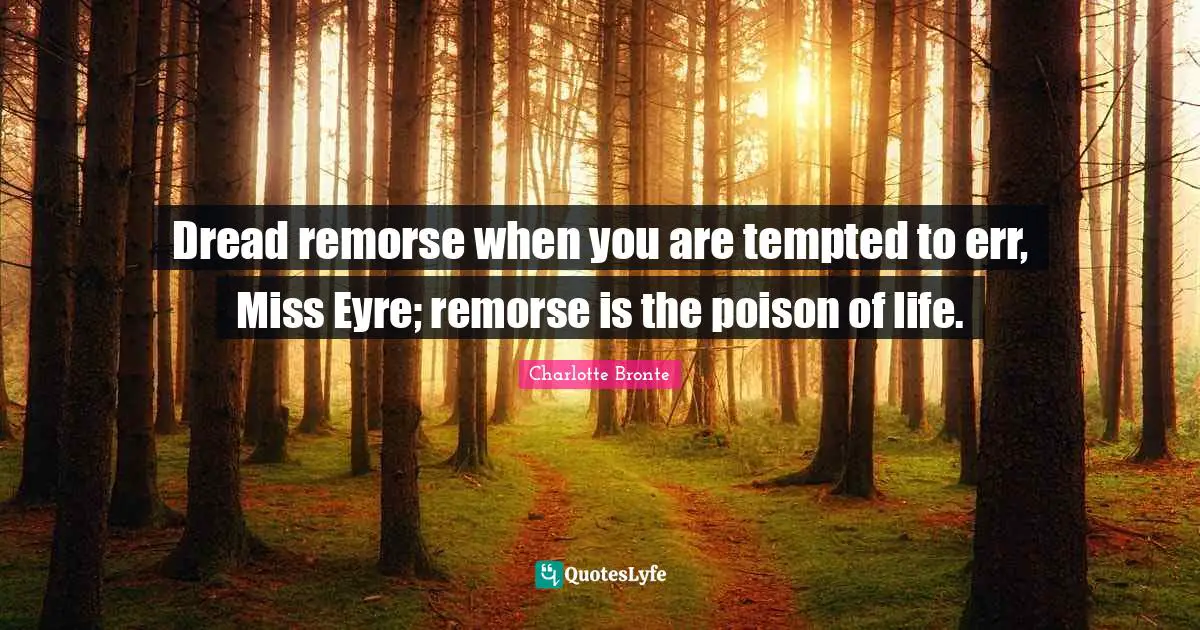 Dread remorse when you are tempted to err, Miss Eyre; remorse is the poison of life.