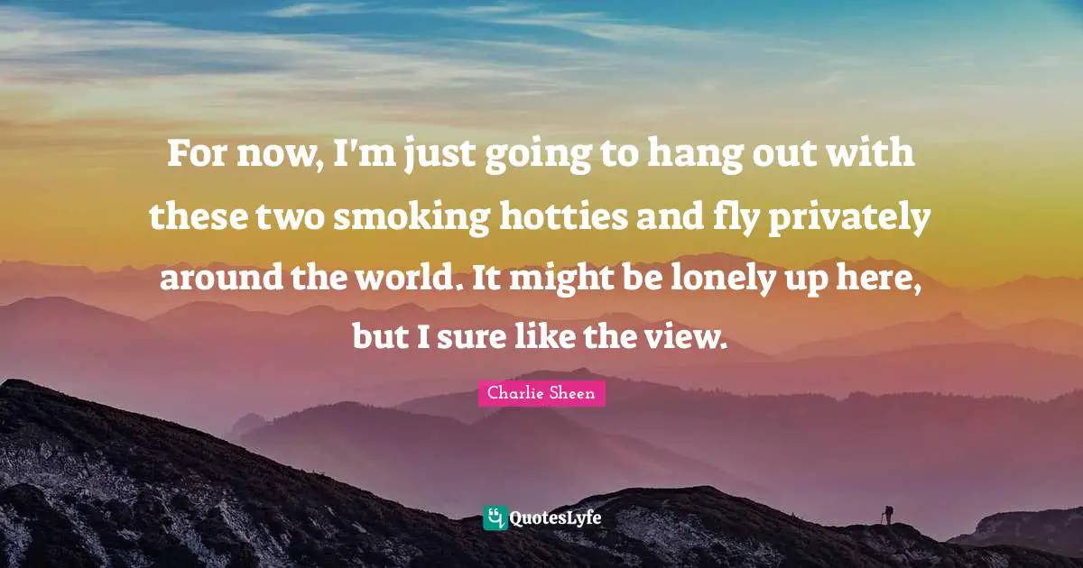 For now, I'm just going to hang out with these two smoking hotties and fly privately around the world. It might be lonely up here, but I sure like the view.