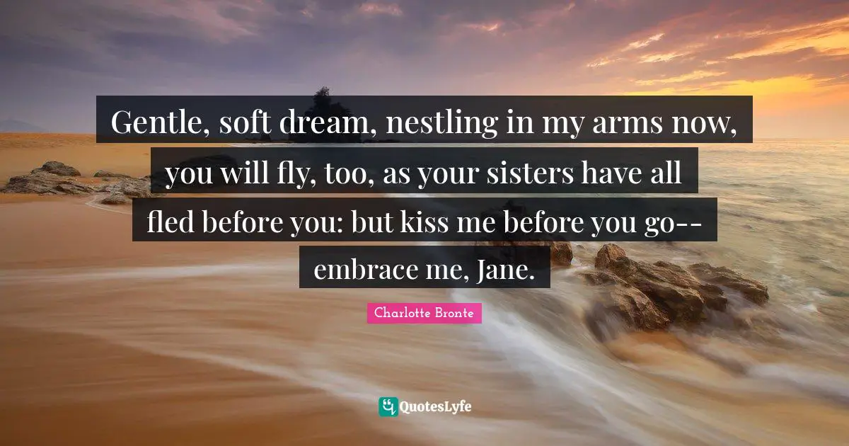 Gentle, soft dream, nestling in my arms now, you will fly, too, as your sisters have all fled before you: but kiss me before you go--embrace me, Jane.
