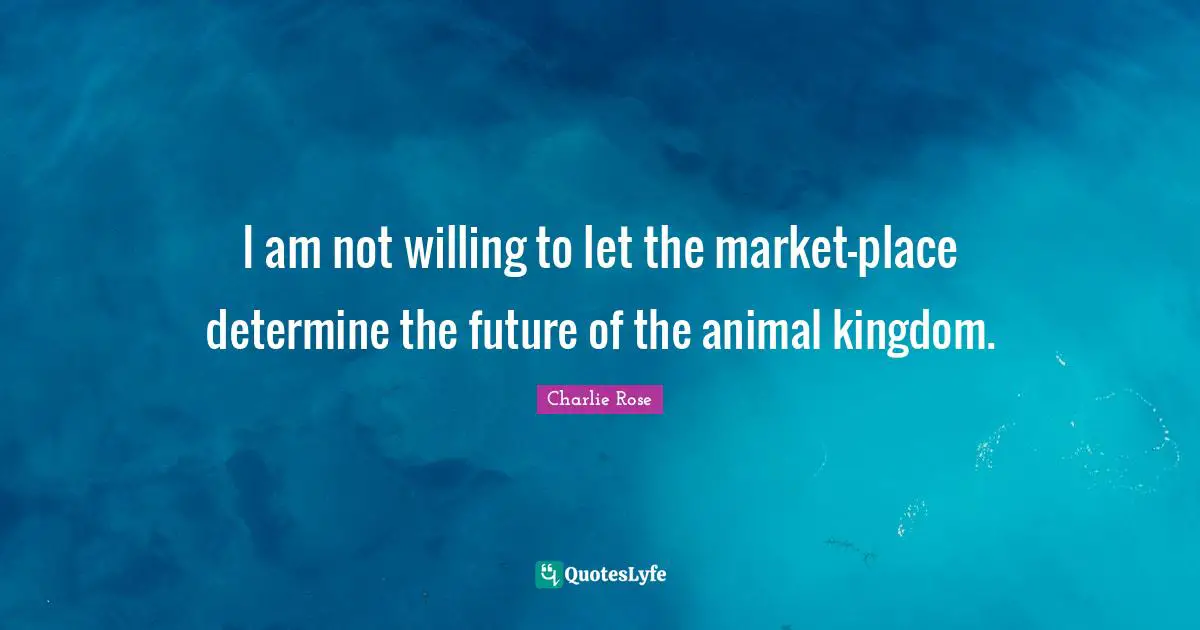 I am not willing to let the market-place determine the future of the animal kingdom.