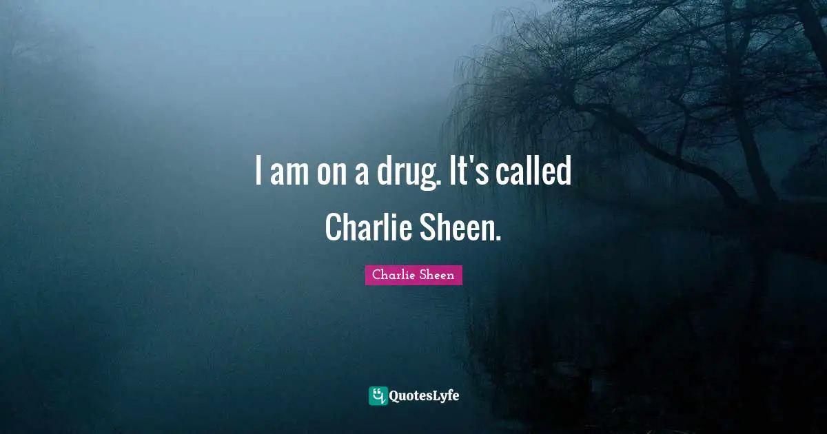 I am on a drug. It's called Charlie Sheen.
