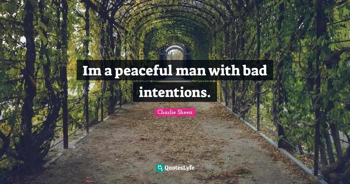 Im a peaceful man with bad intentions.