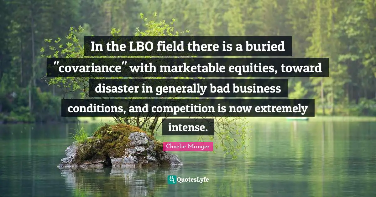 In the LBO field there is a buried "covariance" with marketable equities, toward disaster in generally bad business conditions, and competition is now extremely intense.