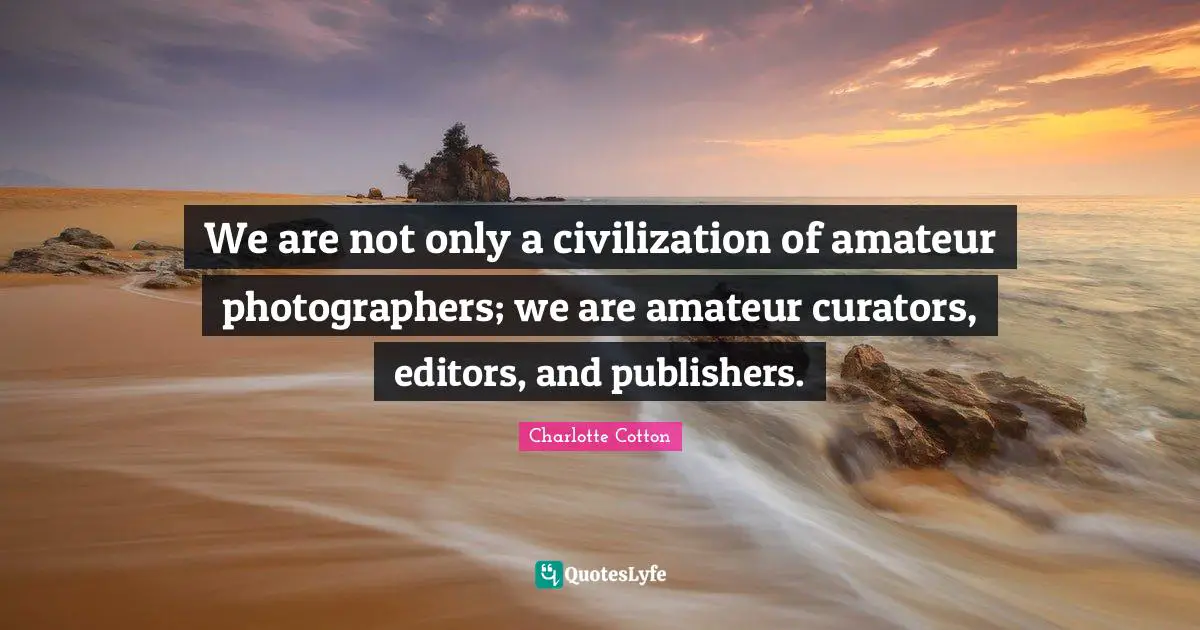 We are not only a civilization of amateur photographers; we are amateur curators, editors, and publishers.
