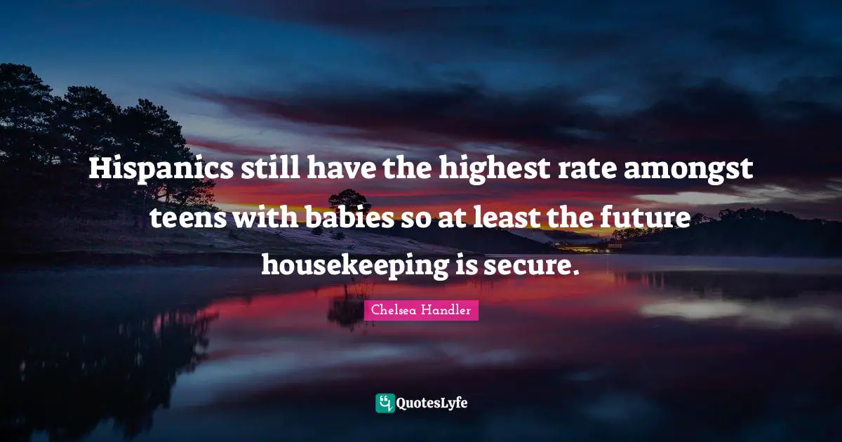 Housekeeping Quotes: "Hispanics still have the highest rate amongst teens with babies so at least the future housekeeping is secure."