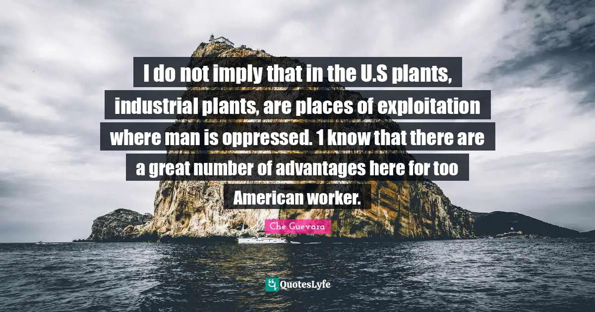 I do not imply that in the U.S plants, industrial plants, are places of exploitation where man is oppressed. 1 know that there are a great number of advantages here for too American worker.