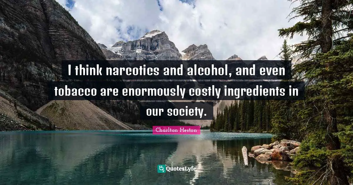 I think narcotics and alcohol, and even tobacco are enormously costly ingredients in our society.