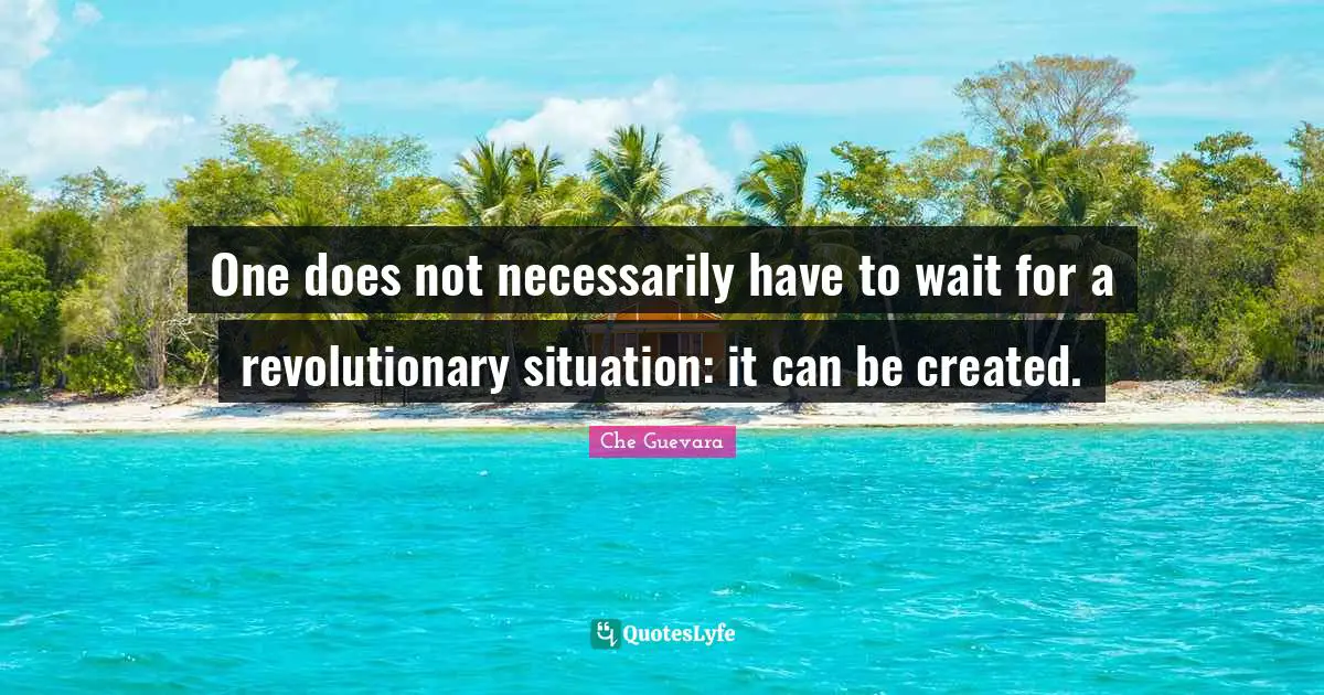 One does not necessarily have to wait for a revolutionary situation: it can be created.
