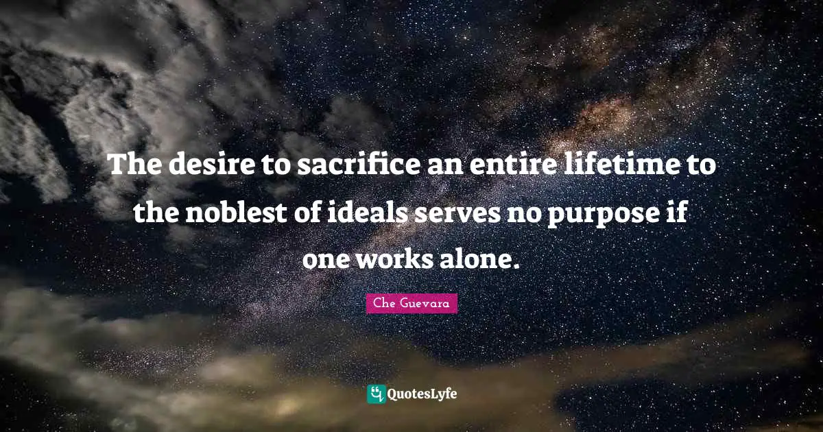 The desire to sacrifice an entire lifetime to the noblest of ideals serves no purpose if one works alone.