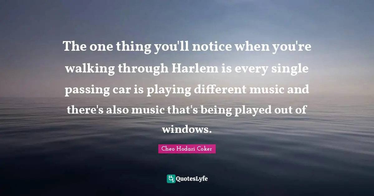 The one thing you'll notice when you're walking through Harlem is every single passing car is playing different music and there's also music that's being played out of windows.