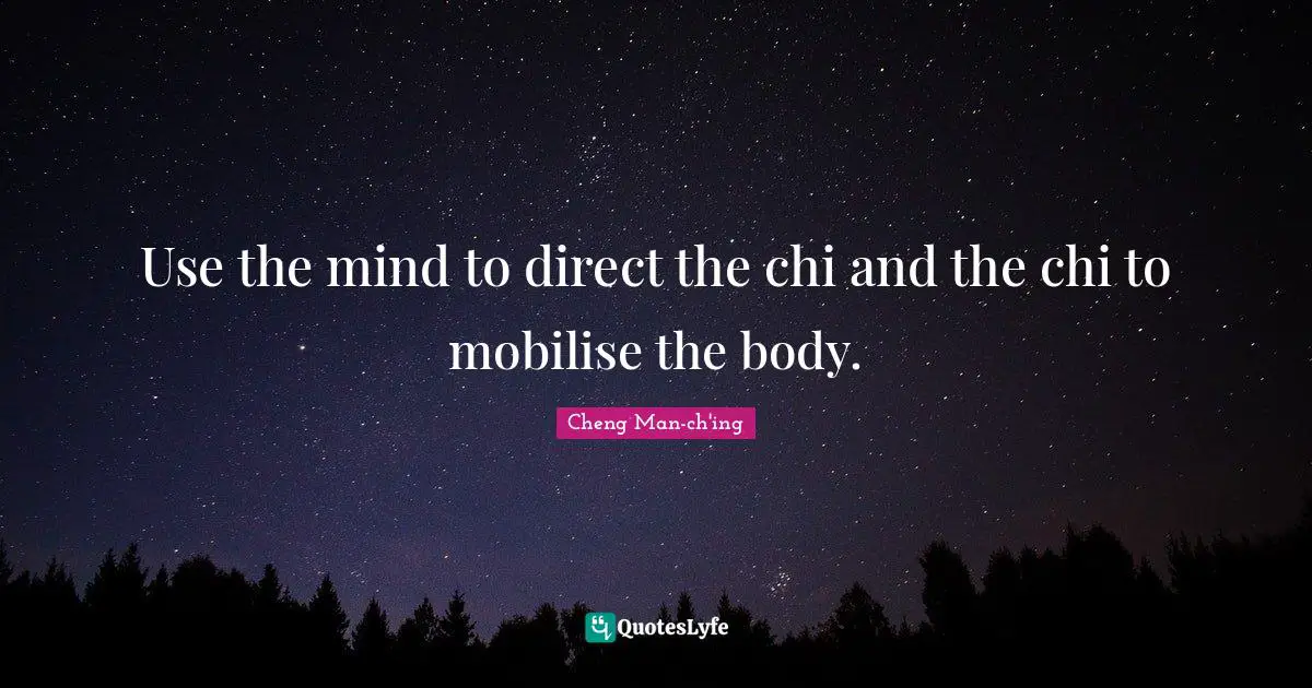 Use the mind to direct the chi and the chi to mobilise the body.