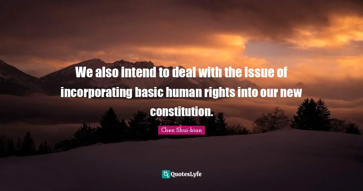 Chen Shui-bian Quotes: "We also intend to deal with the issue of incorporating basic human rights into our new constitution."
