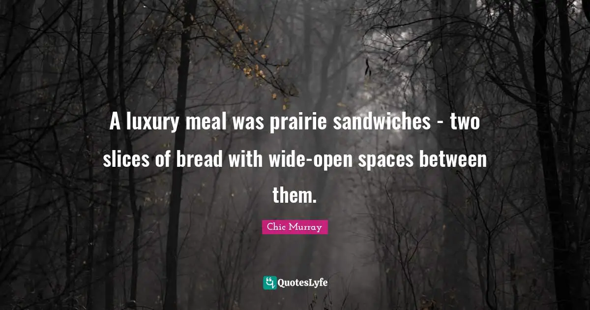 A luxury meal was prairie sandwiches - two slices of bread with wide-open spaces between them.