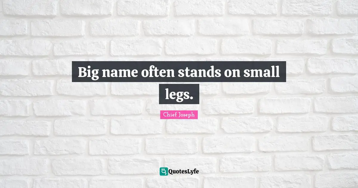 Chief Joseph Quotes: "Big name often stands on small legs."
