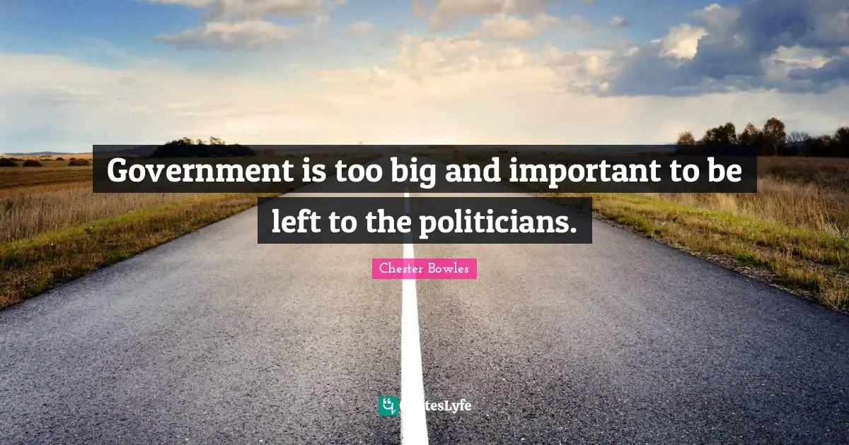 Government is too big and important to be left to the politicians.