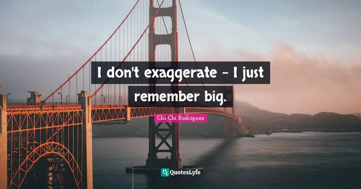 I don't exaggerate - I just remember big.