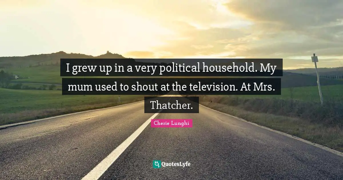 I grew up in a very political household. My mum used to shout at the television. At Mrs. Thatcher.