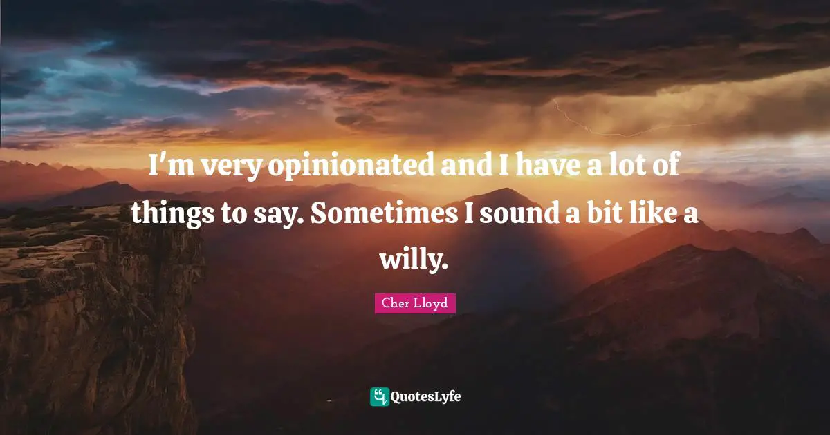Cher Quotes: "I'm very opinionated and I have a lot of things to say. Sometimes I sound a bit like a willy."