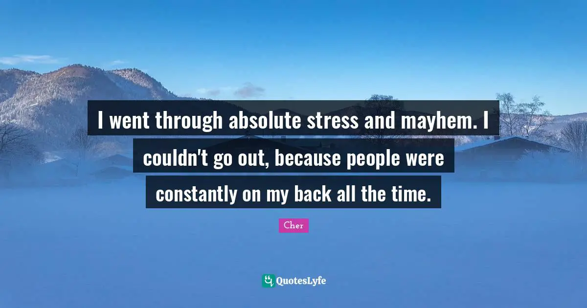 Mayhem Quotes: "I went through absolute stress and mayhem. I couldn't go out, because people were constantly on my back all the time."