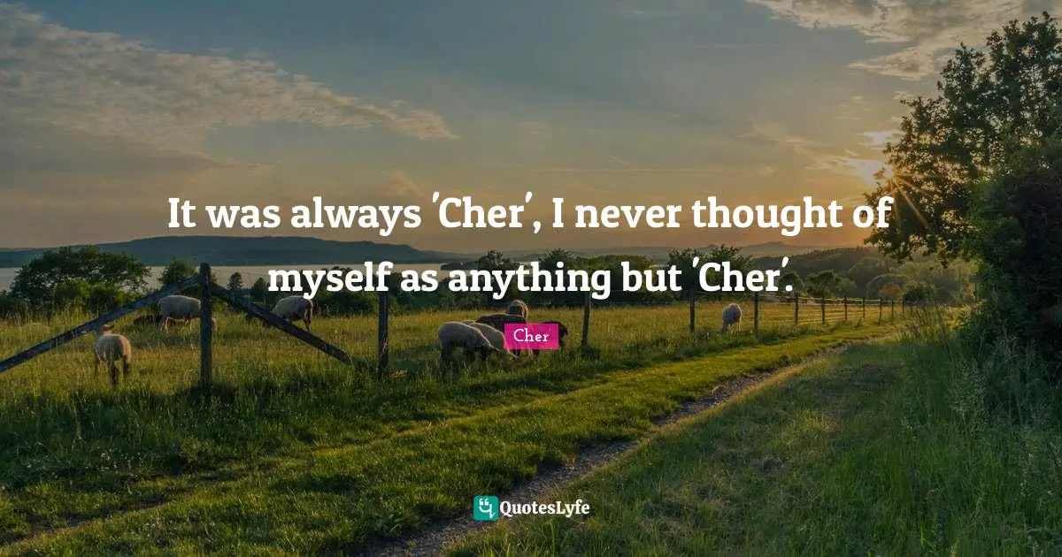 It was always 'Cher', I never thought of myself as anything but 'Cher'.