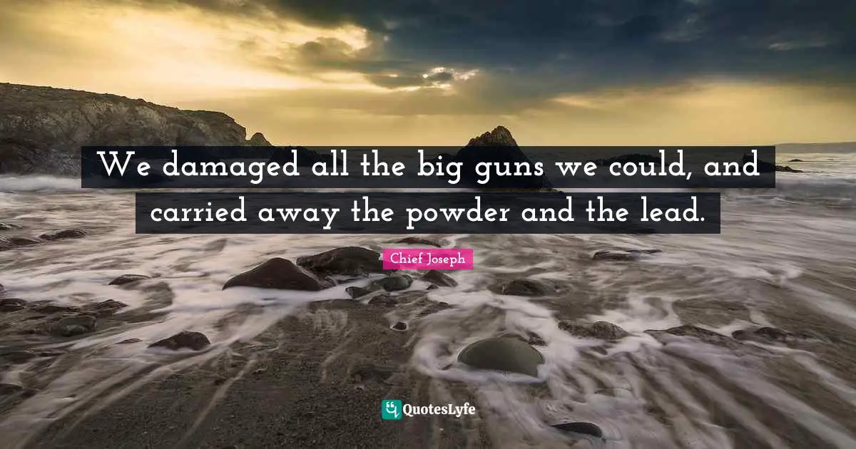 Chief Joseph Quotes: "We damaged all the big guns we could, and carried away the powder and the lead."