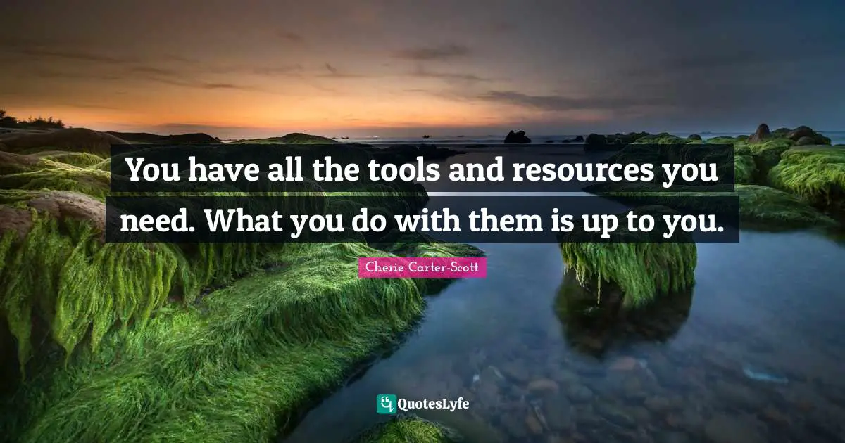 You have all the tools and resources you need. What you do with them is up to you.