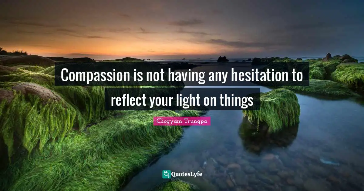 Hesitation Quotes: "Compassion is not having any hesitation to reflect your light on things"