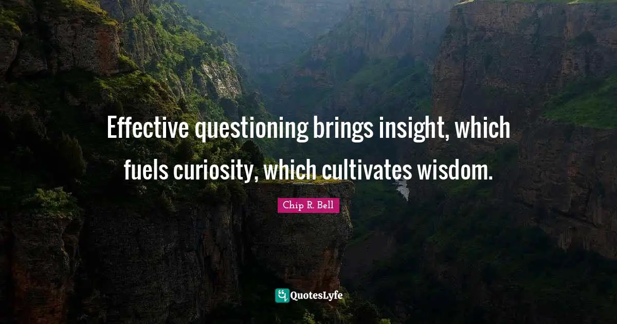 Effective questioning brings insight, which fuels curiosity, which cultivates wisdom.