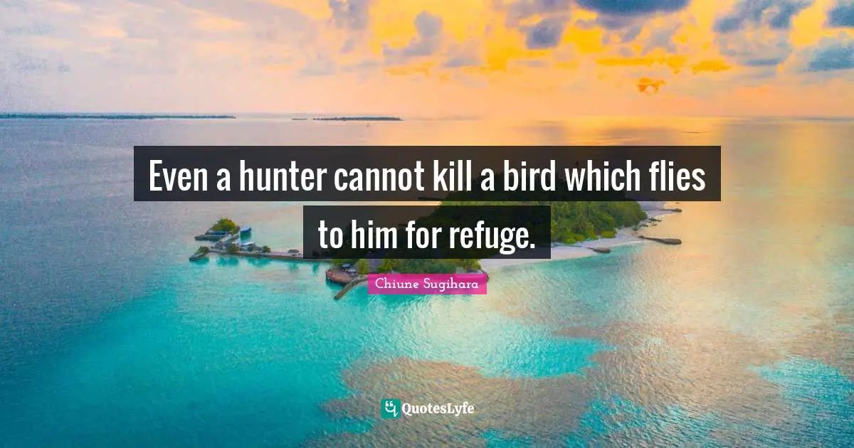 Even a hunter cannot kill a bird which flies to him for refuge.