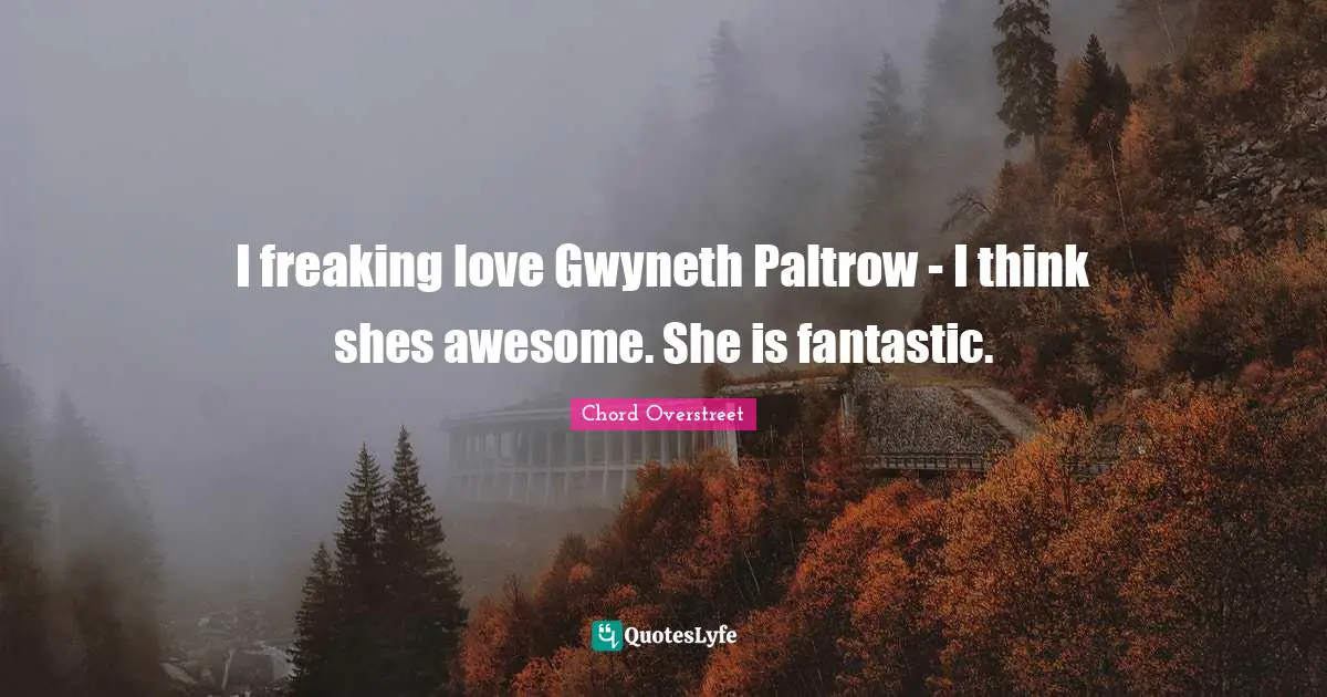 I freaking love Gwyneth Paltrow - I think shes awesome. She is fantastic.