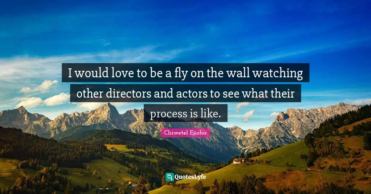 I would love to be a fly on the wall watching other directors and actors to see what their process is like.
