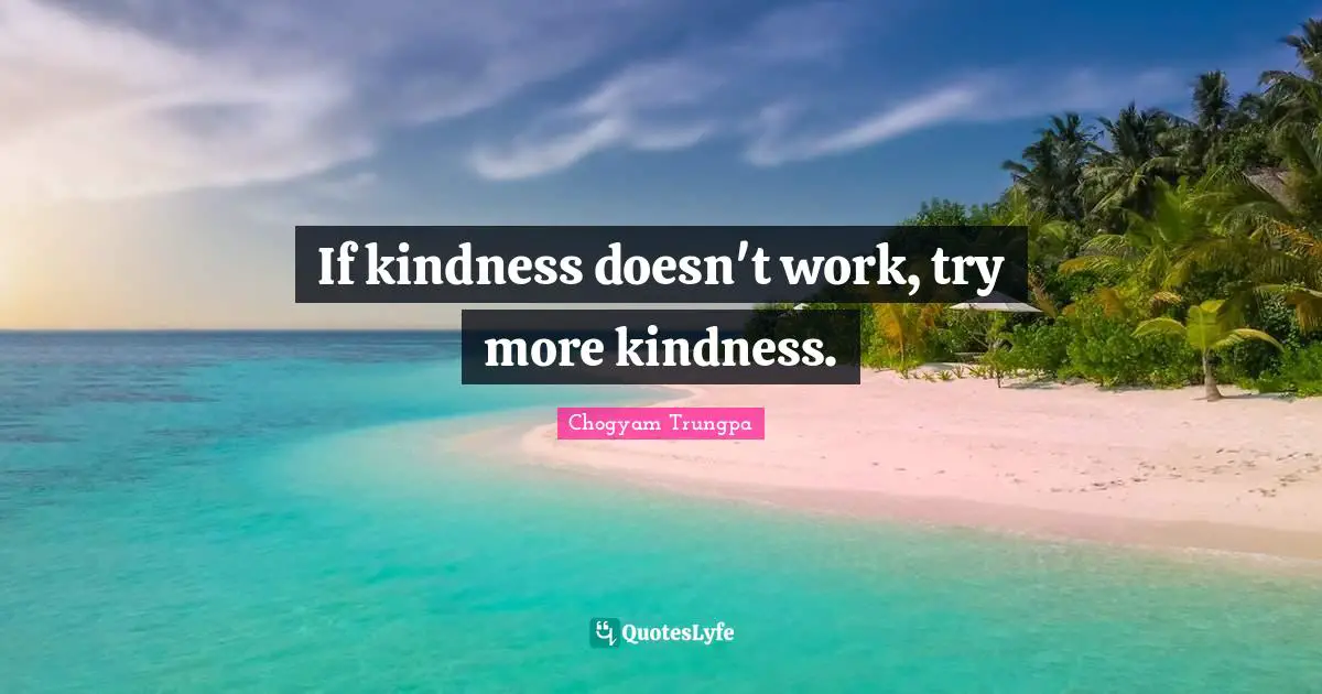 If kindness doesn't work, try more kindness.