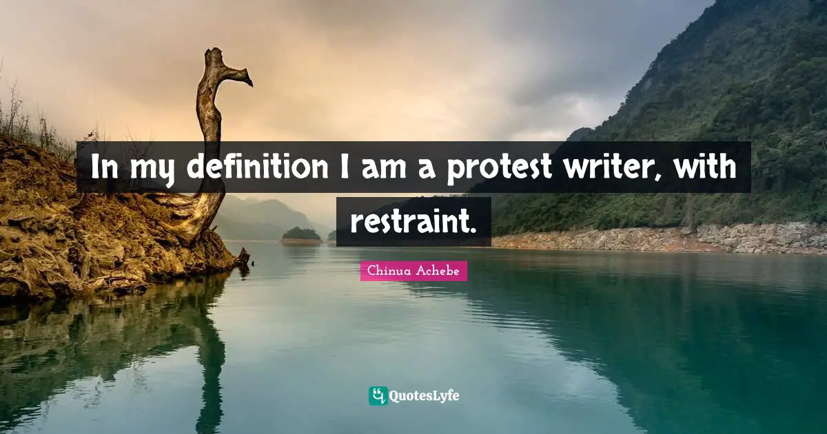 In my definition I am a protest writer, with restraint.
