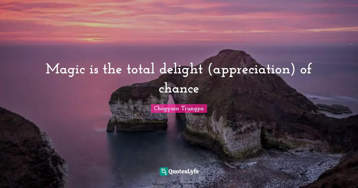 Magic is the total delight (appreciation) of chance