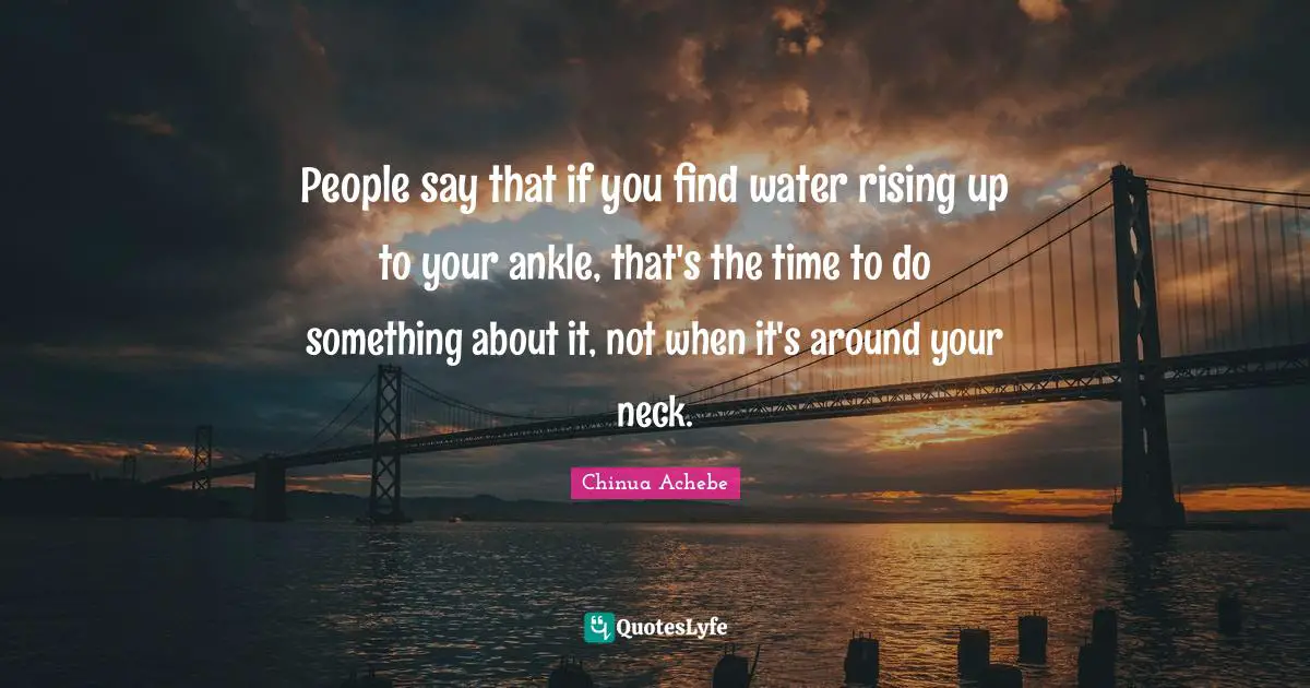 Water Quotes: "People say that if you find water rising up to your ankle, that's the time to do something about it, not when it's around your neck."