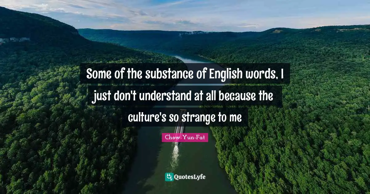 Some of the substance of English words, I just don't understand at all because the culture's so strange to me