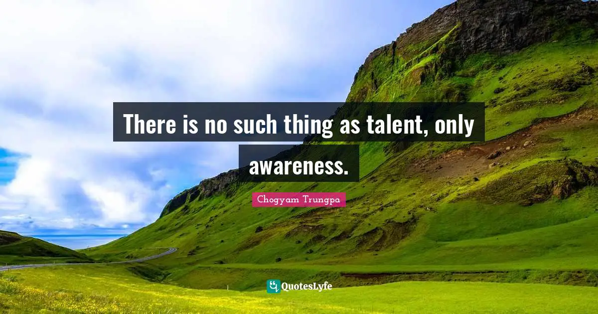 There is no such thing as talent, only awareness.