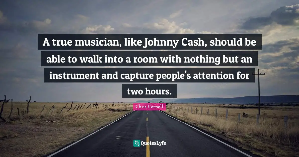 A true musician, like Johnny Cash, should be able to walk into a room with nothing but an instrument and capture people's attention for two hours.