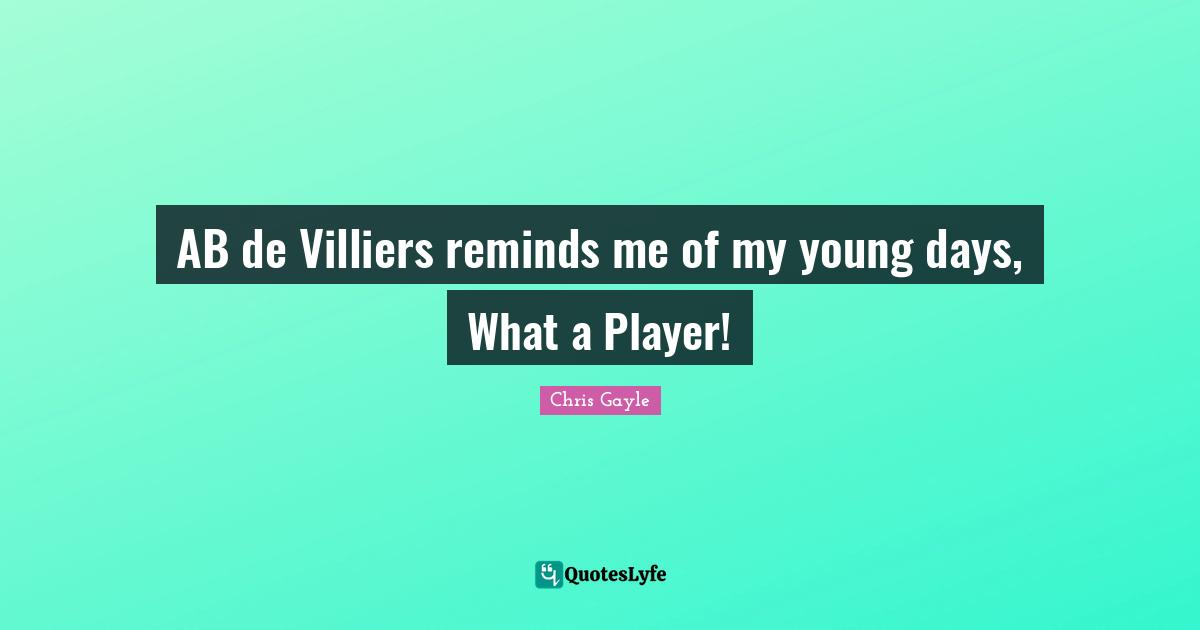 AB de Villiers reminds me of my young days, What a Player!
