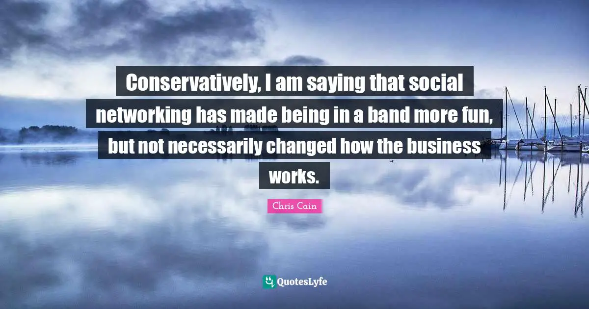 Conservatively, I am saying that social networking has made being in a band more fun, but not necessarily changed how the business works.