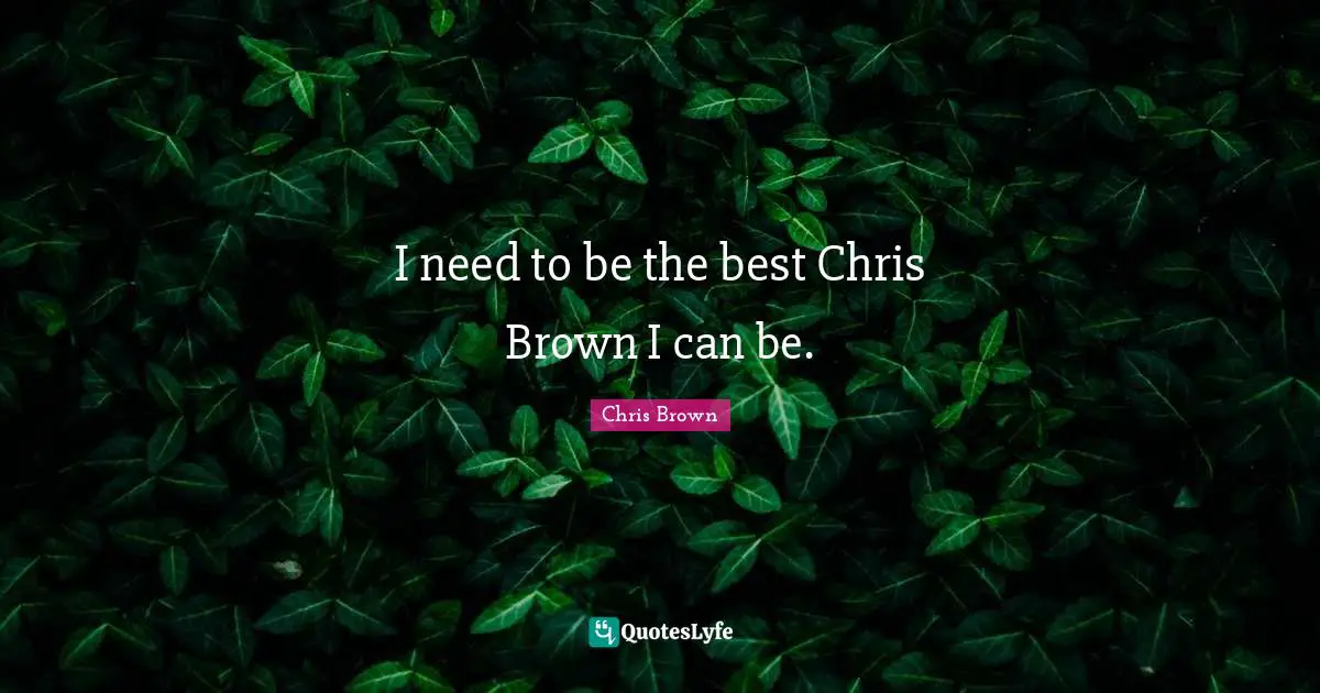 Chris Brown Quotes: "I need to be the best Chris Brown I can be."