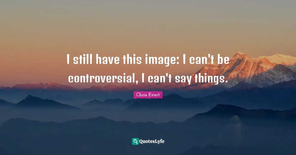 I still have this image: I can't be controversial, I can't say things.