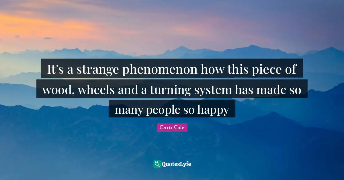 It's a strange phenomenon how this piece of wood, wheels and a turning system has made so many people so happy