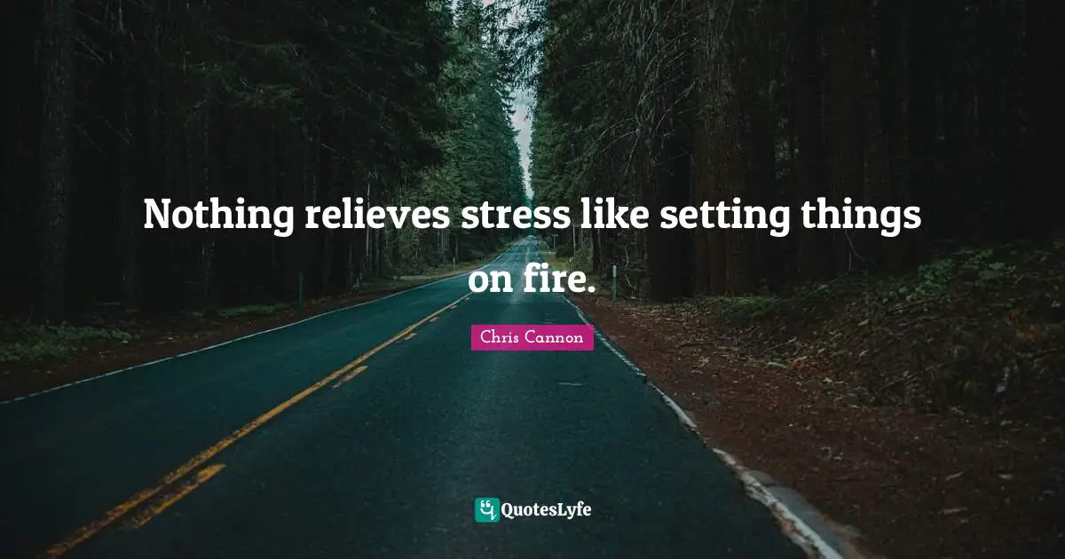 Nothing relieves stress like setting things on fire.