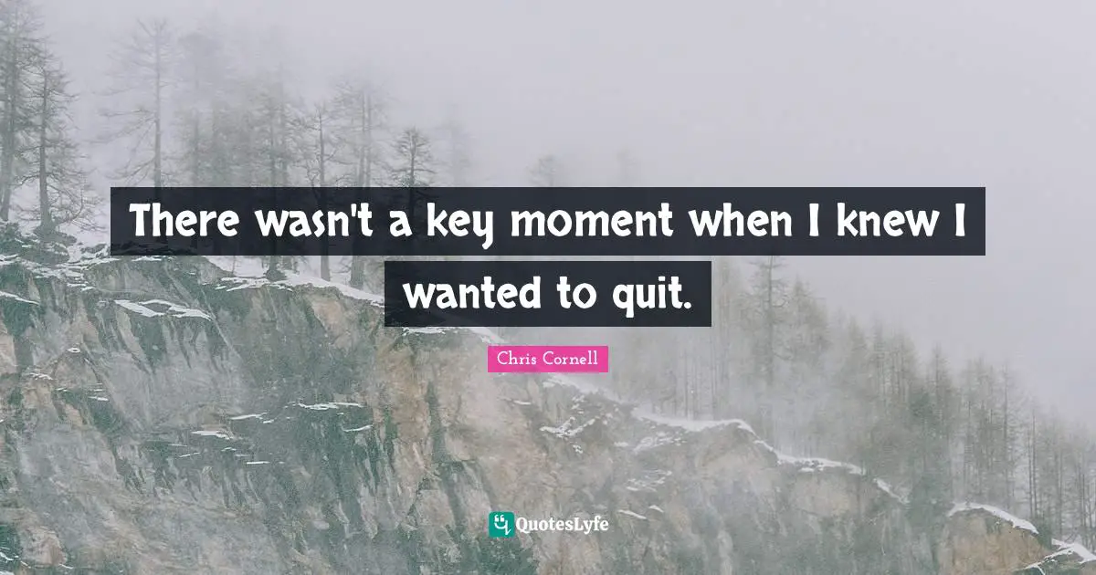 There wasn't a key moment when I knew I wanted to quit.